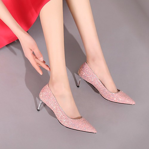 

Women's Wedding Shoes Stiletto Heel Pointed Toe Wedding Pumps Wedding Daily PU Synthetics White Red Fuchsia