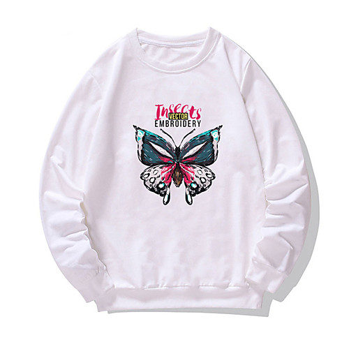 

Men's Pullover Sweatshirt Butterfly Print Round Neck Daily Weekend Other Prints Casual Hoodies Sweatshirts Long Sleeve Purple Khaki White