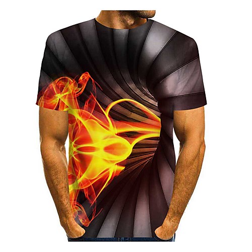 

Men's Tee T shirt 3D Print Abstract 3D Flame 3D Print Short Sleeve Daily Tops Casual Round Neck Gray / Summer