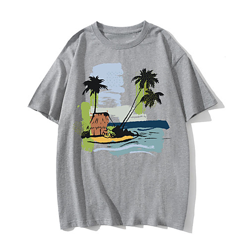 

Women's T shirt Graphic Print Round Neck Tops 100% Cotton Basic Basic Top White Yellow Blushing Pink