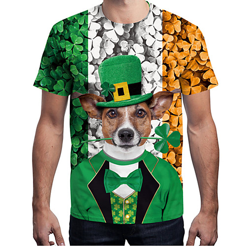 

Men's Unisex Tee T shirt 3D Print Graphic 3D Animal 3D Print Short Sleeve Daily Tops Simple Basic Designer Big and Tall Round Neck Green / Summer