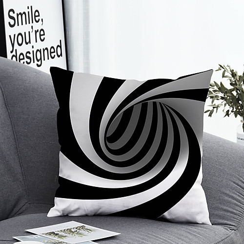 

1 pcs Polyester Pillow Cover & Insert, Striped Simple Classic Square Zipper Polyester Traditional Classic