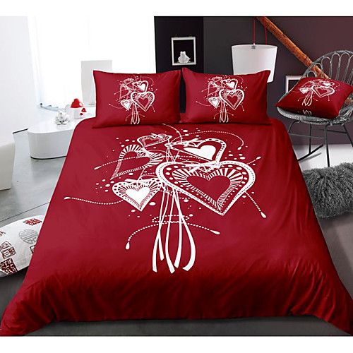 

valentine's day series heart print 3-piece duvet cover set hotel bedding sets comforter cover with soft lightweight microfiber, include 1 duvet cover, 2 pillowcases for double/queen/king(1 pillowcase