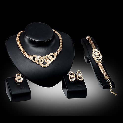 

Women's Alloy Golden Crystal Neclace & Earrings&Bracelet Jewelry Set for Wedding Party