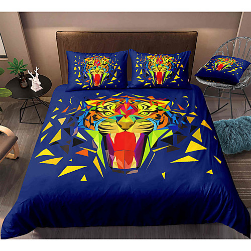 

Tiger Print 3-Piece Duvet Cover Set Hotel Bedding Sets Comforter Cover with Soft Lightweight Microfiber, Include 1 Duvet Cover, 2 Pillowcases for Double/Queen/King(1 Pillowcase for Twin/Single)