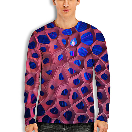 

Men's T shirt 3D Print Graphic 3D Print Long Sleeve Casual Tops Cartoon Classic Purple