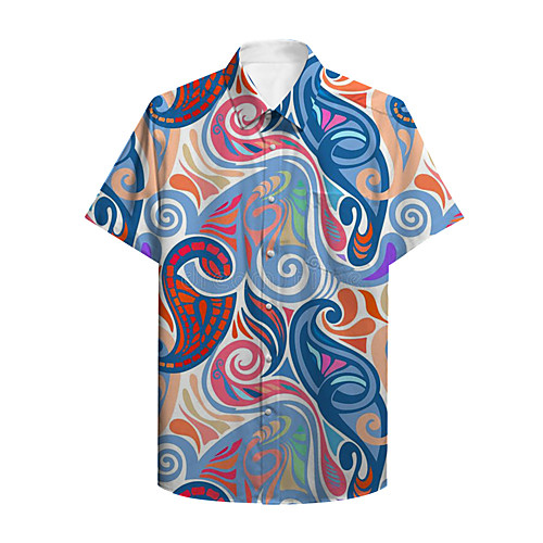

Men's Shirt 3D Print Graphic Print Short Sleeve Daily Tops Basic Casual Rainbow