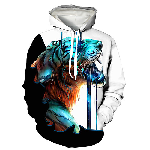 

Men's Pullover Hoodie Sweatshirt Graphic 3D Animal Print Hooded Daily 3D Print Basic Casual Hoodies Sweatshirts Long Sleeve White