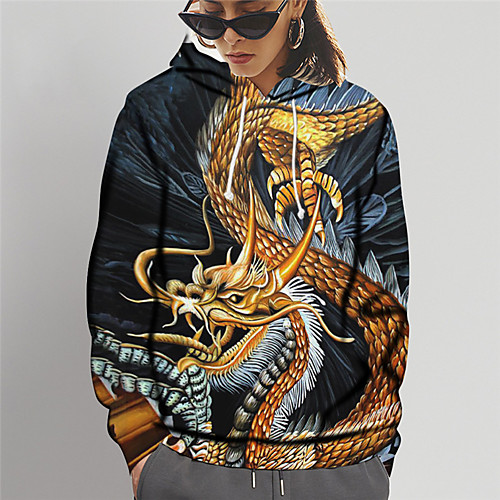 

Women's Hoodie Sweatshirt Graphic Animal Print Daily Sports 3D Print Active Cute Hoodies Sweatshirts Slim Yellow
