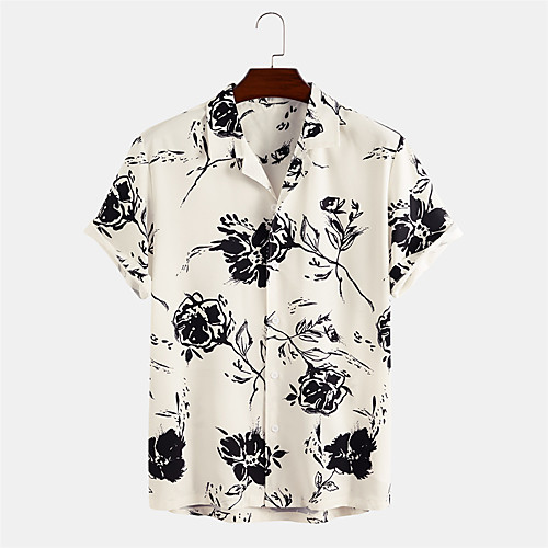 

Men's Shirt Other Prints Floral Button-Down Short Sleeve Daily Tops Casual Beige / Summer
