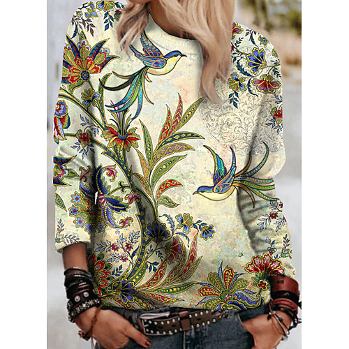 

Women's Hoodie Sweatshirt Plants Graphic Print Daily Other Prints Basic Casual Hoodies Sweatshirts Green