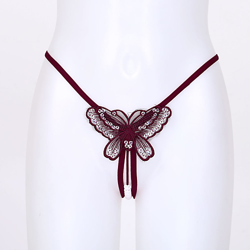 

Women's 1 PC Sequins / Lace / Hole G-strings & Thongs Panties - Normal Low Waist Blue Purple Blushing Pink One-Size