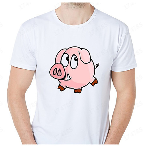 

Men's T shirt 3D Print Graphic Pig Animal Print Short Sleeve Daily Tops Casual Cute White
