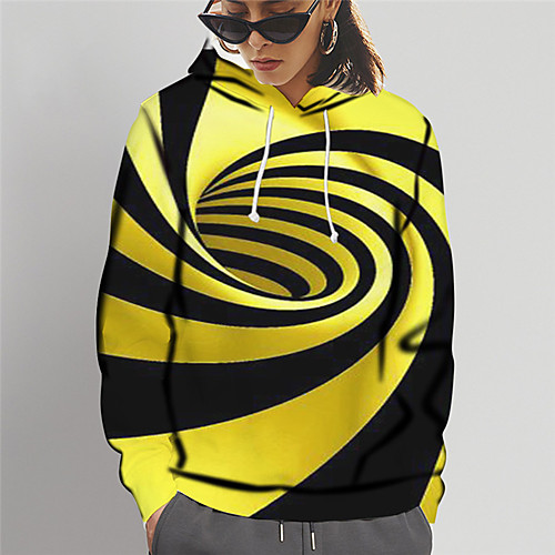 

Women's Hoodie Sweatshirt Graphic Print Daily Sports 3D Print Active Cute Hoodies Sweatshirts Slim Yellow