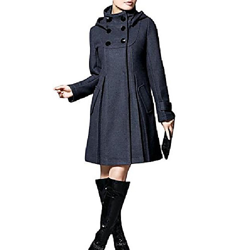 

Women's Trench Coat Street Fall Winter Long Coat Tailored Fit Fashion Modern Jacket Solid Color Gray Green / Spring