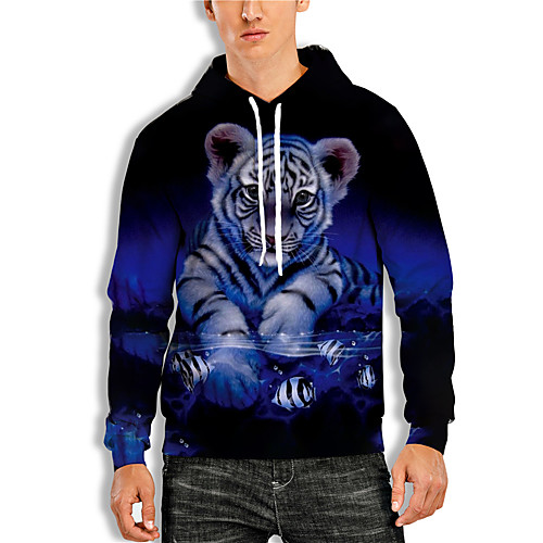 

Men's Pullover Hoodie Sweatshirt 3D Animal Print Hooded Daily Holiday 3D Print 3D Print Hoodies Sweatshirts Long Sleeve Black