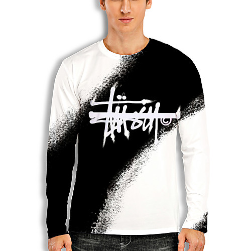 

Men's T shirt 3D Print Graphic 3D Print Long Sleeve Casual Tops Cartoon Classic White