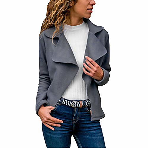 

Women's Coat Solid Color Others Casual Coat All Seasons Casual / Daily Regular Jacket Light Gray