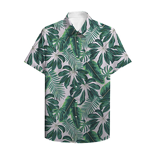 

Men's Shirt Other Prints Plants Button-Down Print Short Sleeve Casual Tops Casual Hawaiian Green / Summer