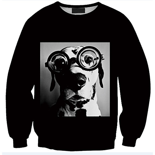

Women's Pullover Sweatshirt Dog Graphic 3D Print Daily 3D Print Basic Casual Hoodies Sweatshirts White Black