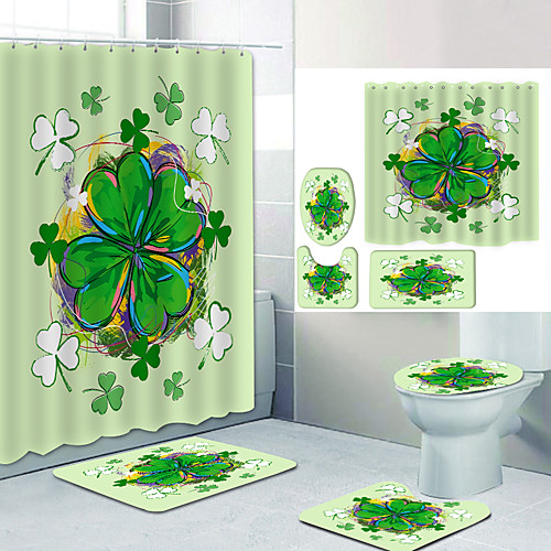 

Bathroom Shower Curtain & Mat Set Modern Polyester New Design
