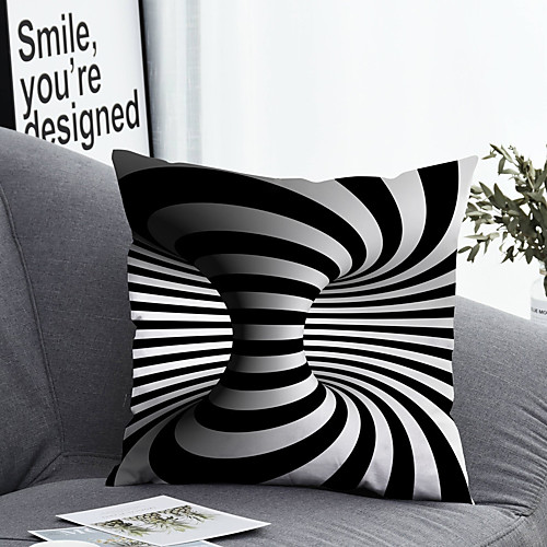 

1 pcs Polyester Pillow Cover & Insert, Striped Simple Classic Square Zipper Polyester Traditional Classic