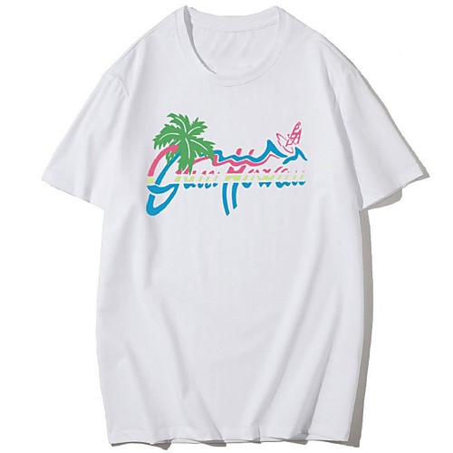 

Women's T shirt Graphic Print Round Neck Tops 100% Cotton Basic Basic Top White Black Blushing Pink