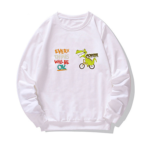 

Men's Pullover Sweatshirt Dragon Print Round Neck Daily Weekend Other Prints Casual Hoodies Sweatshirts Long Sleeve Purple Khaki White