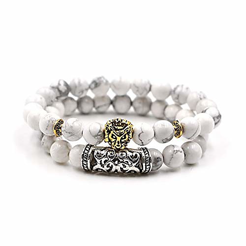 

Natural Lava Tiger Eye Stone Beads Bracelet Antique Gold Lion Head Bracelet Set High Grade pulseras Hombre for Men