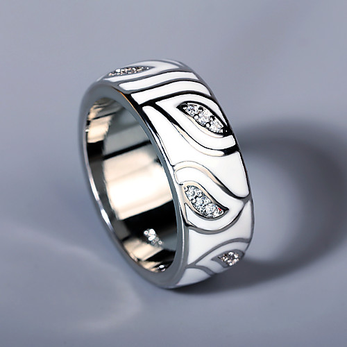 

Band Ring AAA Cubic Zirconia Two Stone Silver Brass Flower Asian Elegant Fashion 1pc 6 7 8 9 10 / Women's