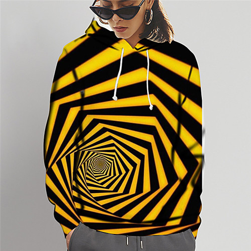 

Women's Hoodie Sweatshirt Graphic Print Daily Sports 3D Print Active Cute Hoodies Sweatshirts Slim Yellow