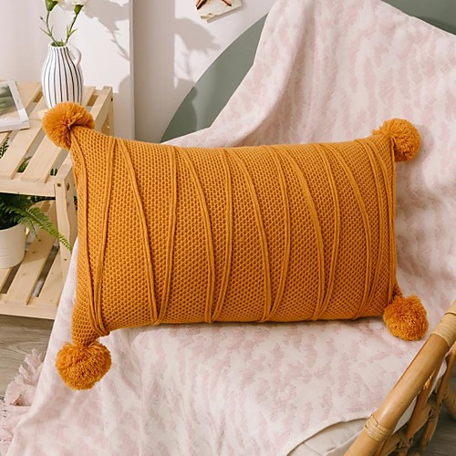 

1 pcs Synthetic Pillow Cover, Tassel Luxury Modern Rectangular Zipper Traditional Classic