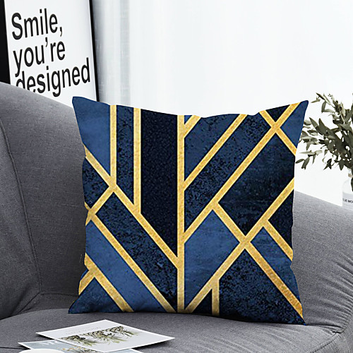 

1 pcs Polyester Pillow Cover & Insert, Geometric Simple Classic Square Zipper Polyester Traditional Classic