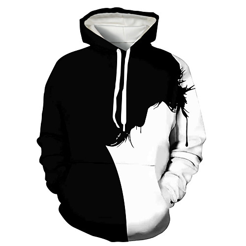 

Men's Pullover Hoodie Sweatshirt Graphic 3D Print Hooded Daily 3D Print Basic Casual Hoodies Sweatshirts Long Sleeve Black