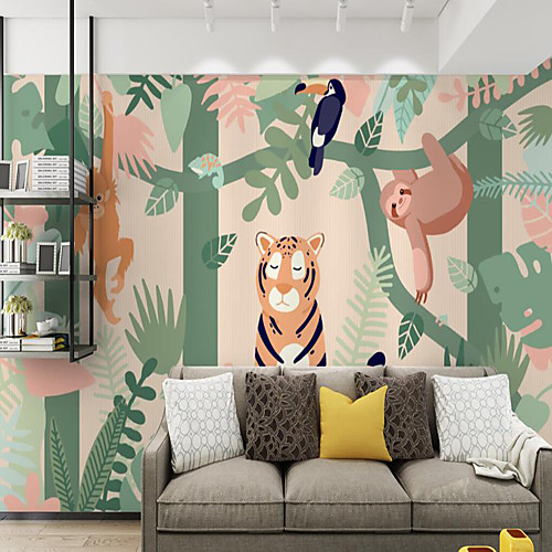 

Nursery Mural Wallpaper Wall Sticker Covering Print Print Peel and Stick Removable Forest Animal Cartoon Home Décor Vinyl PVC