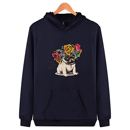 

Men's Pullover Hoodie Sweatshirt Floral Dog Graphic Print Hooded Daily Holiday 3D Print Active Casual Hoodies Sweatshirts Long Sleeve Gray White Black