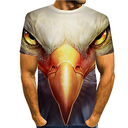 

Men's Unisex Tee T shirt 3D Print Graphic Eagle Parrot Animal Print Short Sleeve Daily Tops Basic Casual Round Neck White Blue Red / Summer