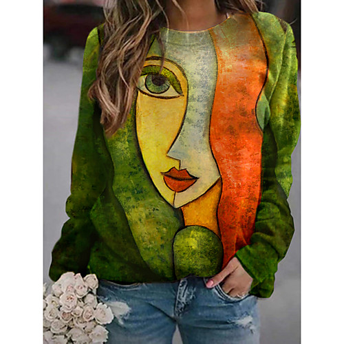 

Women's Hoodie Sweatshirt Graphic Person 3D Print Daily 3D Print Basic Casual Hoodies Sweatshirts Green