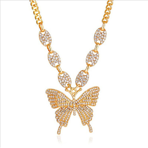 

Women's Cubic Zirconia Pendant Necklace Classic Butterfly Fashion Alloy Blushing Pink Silver Gold Black 455 cm Necklace Jewelry 1pc For Anniversary Party Evening Gift Festival