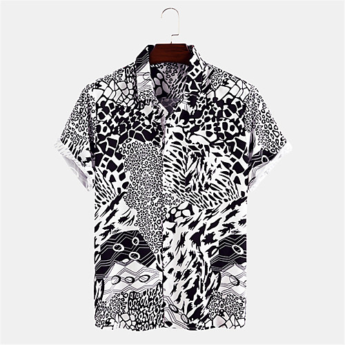 

Men's Shirt Other Prints Plants Button-Down Print Short Sleeve Daily Tops Casual Hawaiian Black