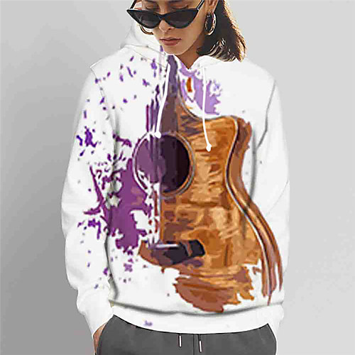 

Women's Hoodie Sweatshirt Graphic Print Daily Sports 3D Print Active Cute Hoodies Sweatshirts Slim White