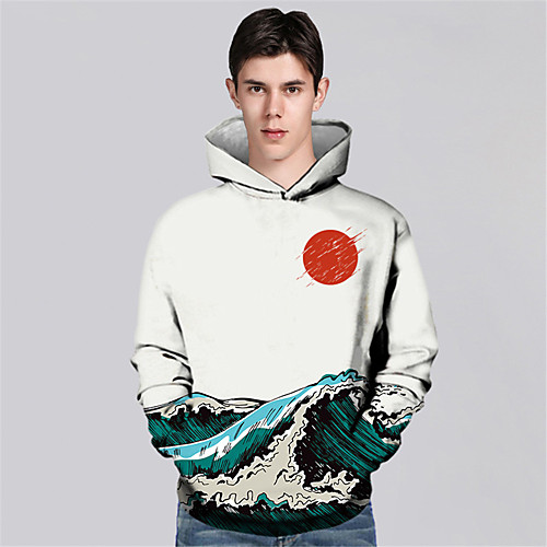 

Men's Pullover Hoodie Sweatshirt Lines / Waves Graphic Prints Print Hooded Sports & Outdoor Daily 3D Print Casual Hoodies Sweatshirts Long Sleeve Dark Gray Beige