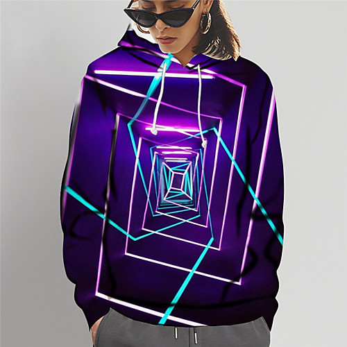 

Women's Pullover Hoodie Sweatshirt Graphic 3D Print Daily Going out 3D Print Basic Hoodies Sweatshirts Blue