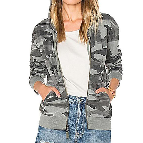 

Women's Daily All Seasons Regular Coat Regular Fit Sporty Jacket Pattern Others Gray / Cotton