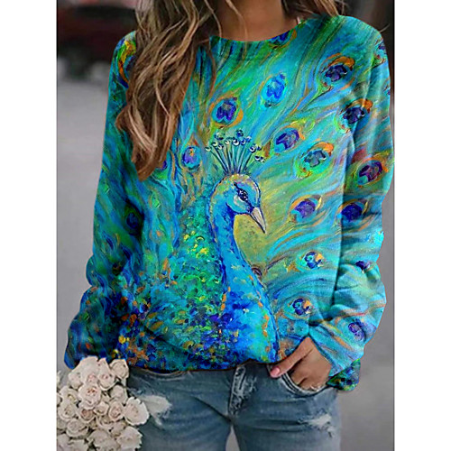

Women's Pullover Sweatshirt Graphic 3D Animal Print Daily 3D Print Basic Casual Hoodies Sweatshirts Green