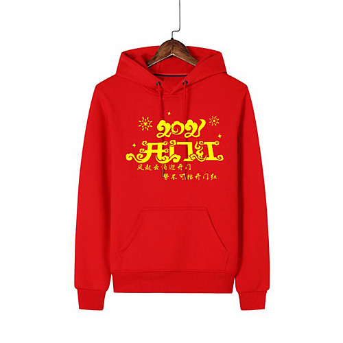 

Men's Pullover Hoodie Sweatshirt Graphic Letter Print Hooded Daily Holiday Other Prints Active Casual Hoodies Sweatshirts Long Sleeve Red