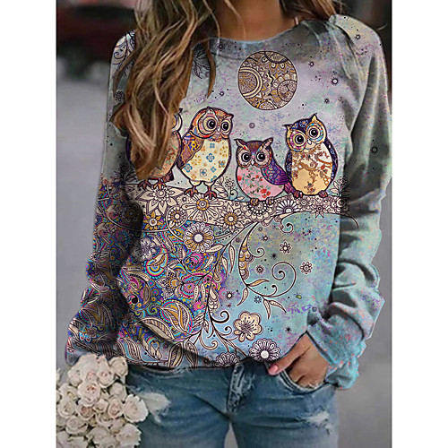 

Women's Hoodie Sweatshirt Cartoon Graphic Bird Print Daily Other Prints Basic Casual Hoodies Sweatshirts Purple