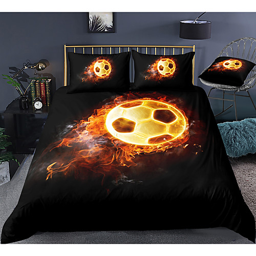 

sports series football print 3-piece duvet cover set hotel bedding sets comforter cover with soft lightweight microfiber, include 1 duvet cover, 2 pillowcases for double/queen/king(1 pillowcase for