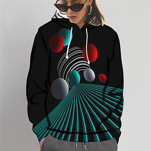 

Women's Hoodie Sweatshirt Graphic Print Daily Sports 3D Print Active Cute Hoodies Sweatshirts Slim Black