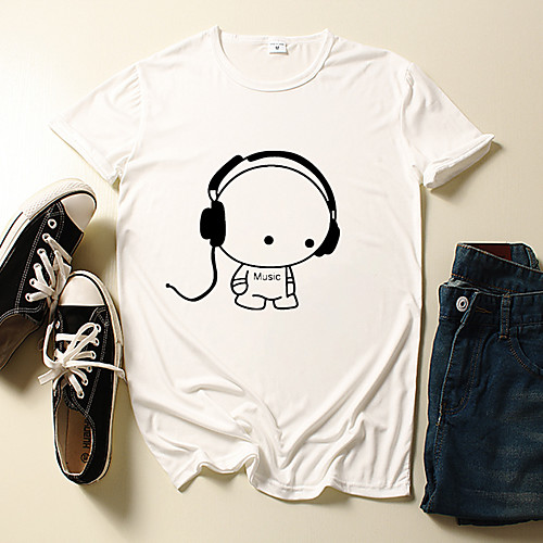 

Men's T shirt 3D Print Graphic Cartoon Print Short Sleeve Daily Tops Casual Cute White Black Blue